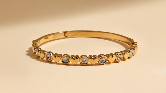 Heart Stone Hinged Bangle