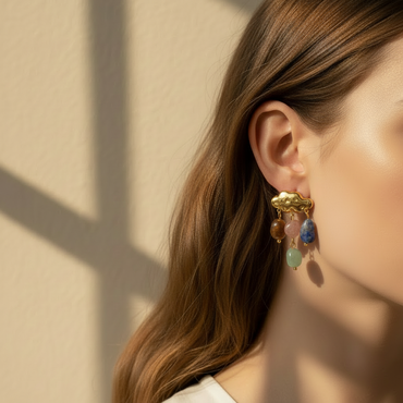 Raindrop Gemstone Cloud Earrings