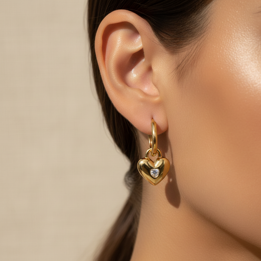 Heart Charm Hoop Earrings