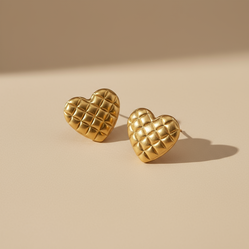 Quilted Heart Studs