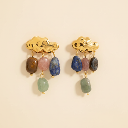 Raindrop Gemstone Cloud Earrings