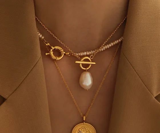 T Bar & Pearl Necklace