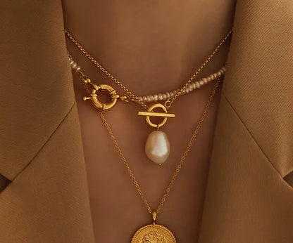 T Bar & Pearl Necklace