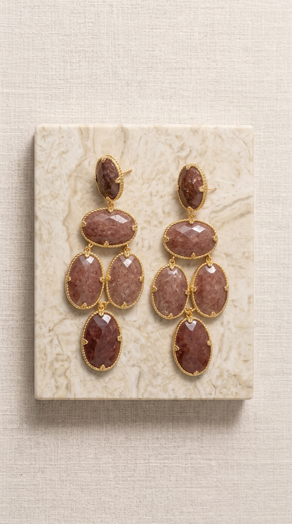 Natural Gemstone Chandelier Earrings