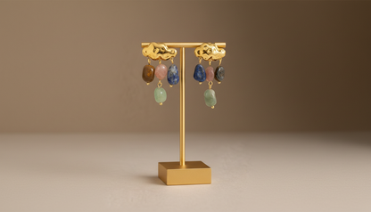 Raindrop Gemstone Cloud Earrings