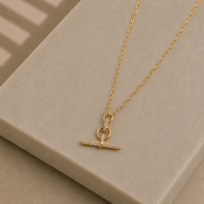 Pavé T Bar Necklace