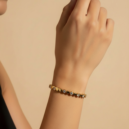 Heart Stone Hinged Bangle