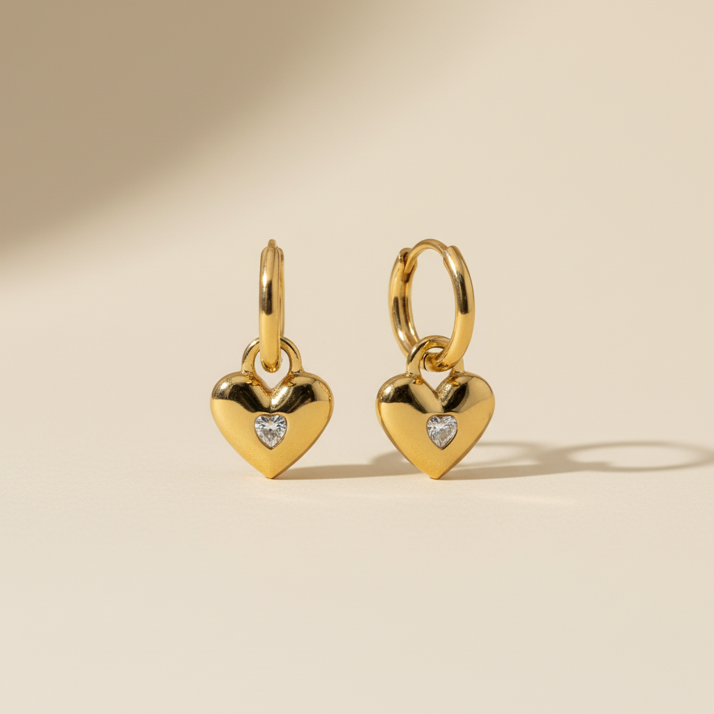 Heart Charm Hoop Earrings