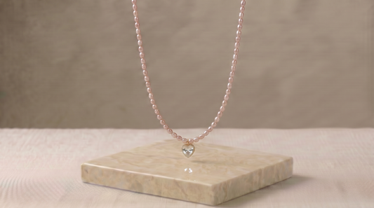 Dainty Pink Pearl & Heart Necklace