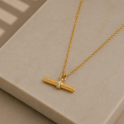 Ribbed T Bar Necklace