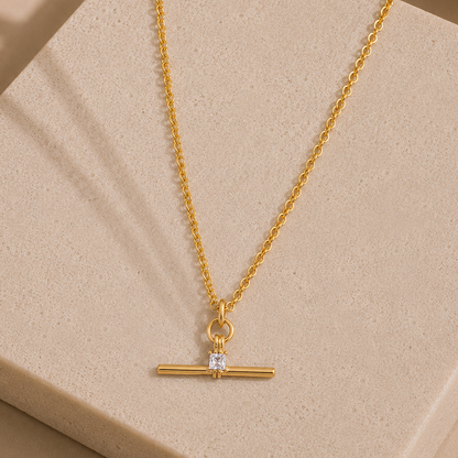 Square Stone Bar Necklace