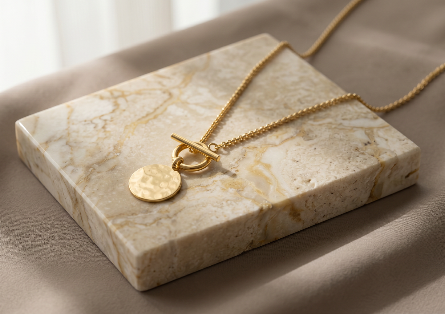 T Bar & Molten Disc Necklace
